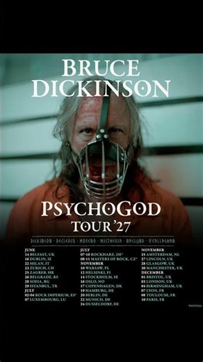 Bruce Dickinson announces PsychoGod Tour 2027! #concert #livemetal #livemusic #brucedickinson