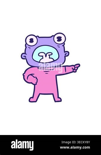 attention grabbing animation of cartoon weird alien shouting Stock Video Footage - Alamy