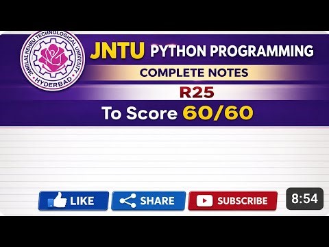JNTU R25 Python Programming Complete Notes | Score 60/60 💯