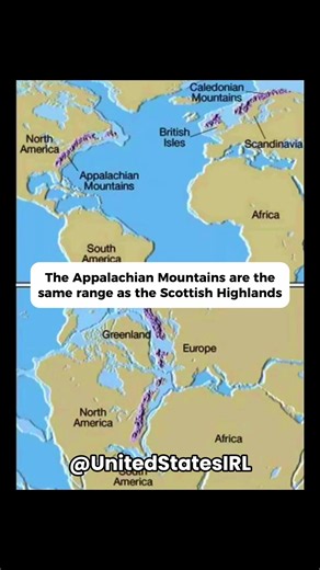 The Appalachian Mountains in eastern North America and the Scottish Highlands were once part of the same ancient mountain system. Hundreds of millions of years ago, continental collisions formed a vast range before the Atlantic Ocean existed. When the supercontinent Pangaea broke apart, the mountains were separated as North America and Europe drifted away. Geological formations in Scotland, Ireland, Greenland, and the Appalachians share evidence of this ancient connection, despite their modern g
