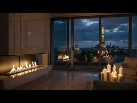 Paris Night City Campfire Loop | 🔥 Natural Fire Crackling Sounds for Sleep, Relax & Focus