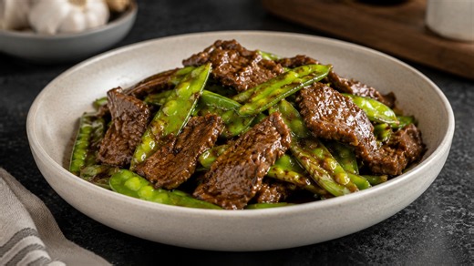 Snow peas add fresh crunch to this beef stir fry