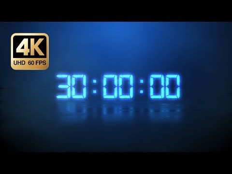 30 Minute Countdown Timer 4K • Blue Digital Clock • Pomodoro Focus Background (No Music)