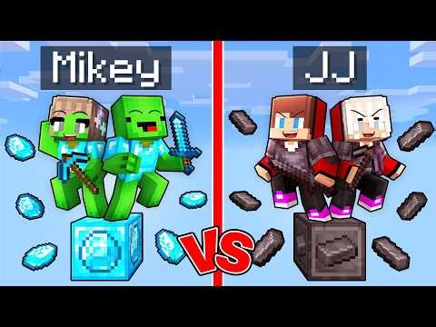 Mikey Family DIAMOND vs JJ Family NETHER One Block Battle in Minecraft (Maizen)