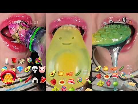 ASMR Satisfying Eating Emoji Eating Sounds Slightly Edited Compilation