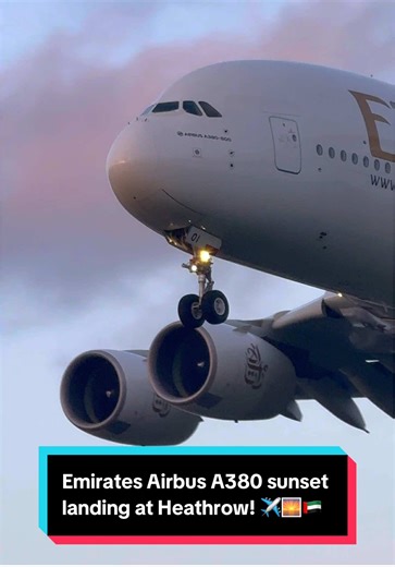 Emirates A380 Sunrise Landing at Heathrow Airport