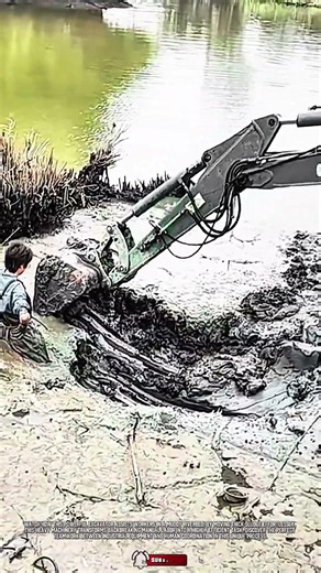 Excavator Mud Scooper: Heavy Machinery Assisting Manual Work #tool #tools #machinery