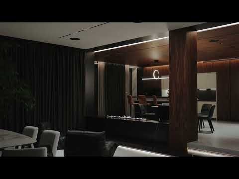 Modern Interior Design with Fireplace and Wood Accents