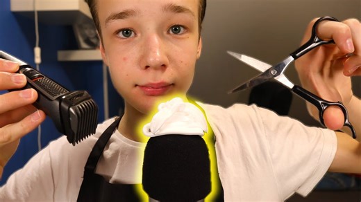 ASMR realistic barbershop haircut & shave💈✂️