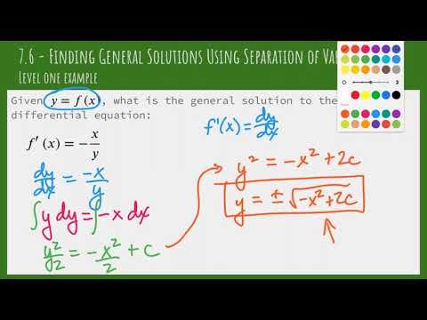 7.6 - Finding General Solutions using Separation of Variables - Level 1 Examples