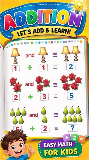 Learn Addition with Pictures | Easy Math for Kids ➕🍐🌹#gkguru #addition