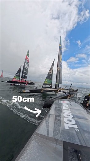 A bit TOO CLOSE for comfort! 🤯 #SailGP #sailing #racing