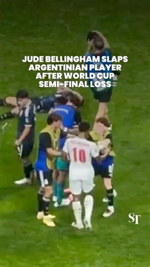 England’s Jude Bellingham slaps Argentina substitute Valentin Barco after semi-final loss