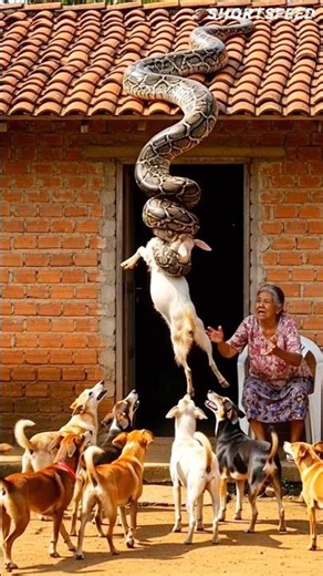 Giant Python Lifts Goat Into the Air 😱 Shocking Wildlife Moment #viral #shorts