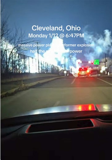 compilation of citizen footage massive power plant transformer explosion in cleveland, ohio Monday 1/12 @ 6:47PM lit up the entire sky throughout the city. Thousands left without power, currently 33 degrees outside. Apparently a pole fell on its own on the station and caused this. power station located near ohio city between w 41st and w 44th off south marginal road