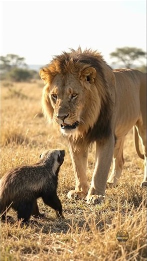 Lion vs Fearless Honey Badger! 🦁🦡 The Lion Backs Away! 😱 #shorts