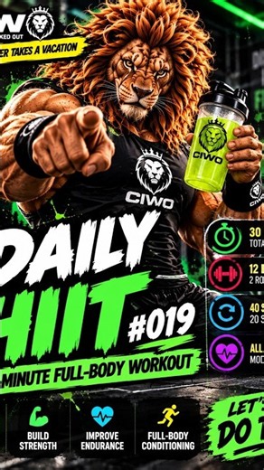 DAILY HIIT #019 | 30-MINUTE FULL-BODY STRENGTH & CARDIO WORKOUT | CIWO
