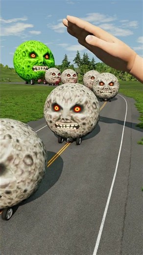 Big & Small Moon Cars vs Giant Hand Slap - BeamNG.drive