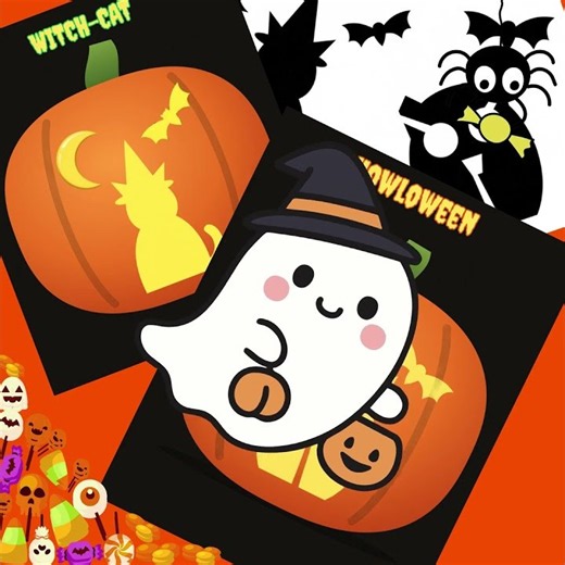 🎃👻 Make Halloween carving EASY! Get 10 super-easy kids’ jack-o’-lantern stencils, 1...