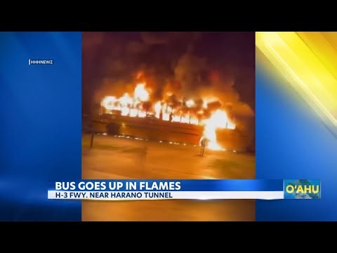 School bus carrying high school athletes catches fire on H-3 Freeway