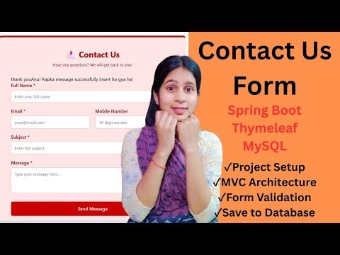 Contact Us Form | Spring Boot + Thymeleaf + MySQL | Full Project Explained in Hindi | Part-1