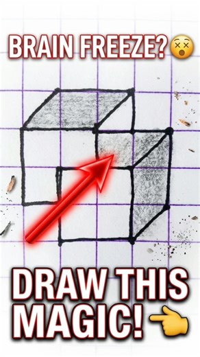 Impossible Cube Optical Illusion Drawing ✏️✨ #Art