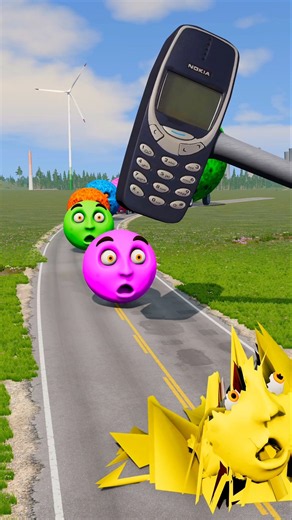 Big & Small Monster Moon Cars vs Giant Nokia Hammer #5 - BeamNG.drive
