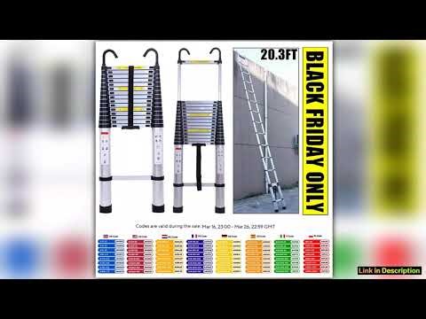 62m203ft Heavy Duty Telescopic Ladder with Removable Hook Aluminum Folding ladder Nonslip fixed ext