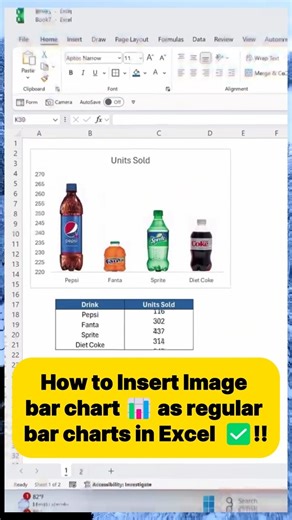How to Insert Image bar chart as regular bar charts in Excel 📊 #excel #exceltips #learnexcel #excel