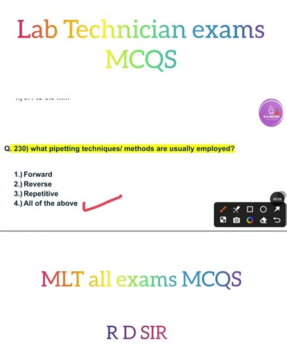 lab Technician exam MCQS |DMLT BMLT MCQS | MCQS by R D SIR | prometric exams @rdmlt29