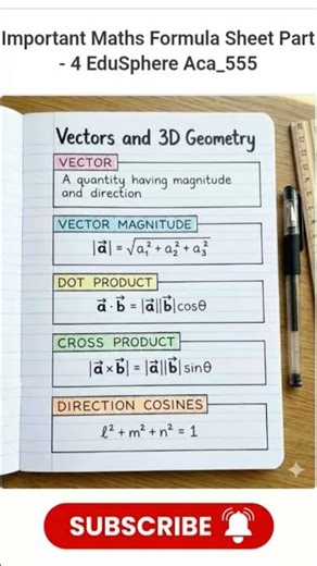Essential Vector and 3D Geometry Formulas⚙️💡🔋#vectors #Science #PhysicsFacts#formula