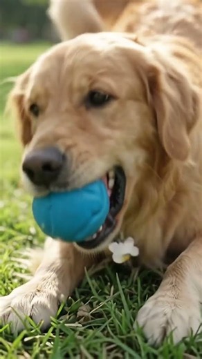 a gold dog playing