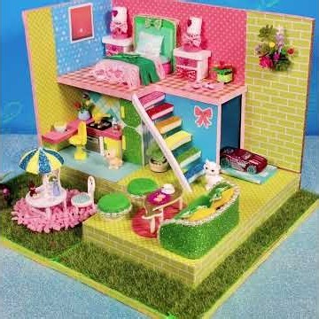 DIY Miniature Cardboard House 🏡 Two-Story Dollhouse with Garden