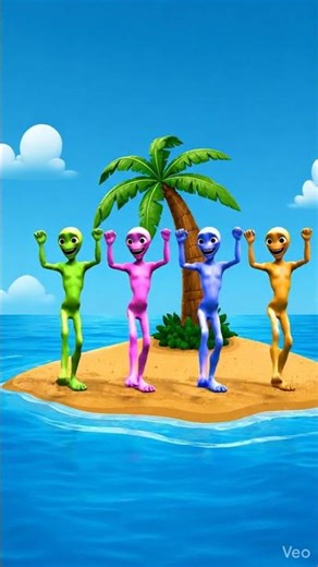 👾 Colorful Aliens Dancing in Paradise 🏝️