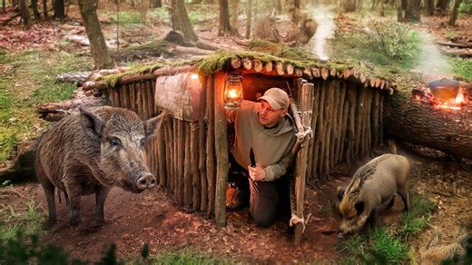 A secret dugout shelter beneath a fallen tree