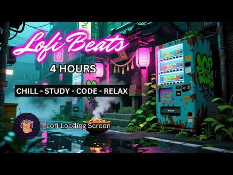 4 Hours of Cyberpunk Lofi Beats 🌧️ Neon Rain for Studying, Coding, Relaxing | Lofi Loading Screen
