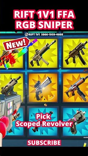 I LEAKED RGB SNiPER in RIFT 1V1 FFA - My Map Code: 5866-1959-4668 #fortnite1v1 #rift1v1ffa