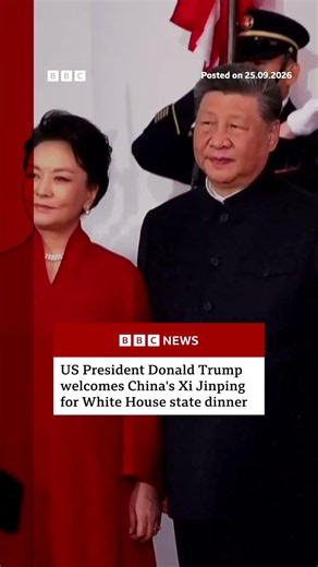 Trump welcomes Xi to White House state dinner. #BBCNews
