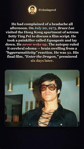 Bruce Lee Took One Painkiller and Never Woke Up — He Was 32 #shorts