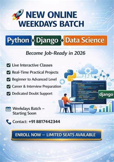 Career Upgrade 2026🚀Python Django Data Science Batch #python #django #datascience #progarm #codeing