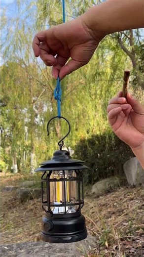 Quick-Adjust Knot for Perfect Camping Light Height!! #wild #outdoors #bushcraft #survival #camping