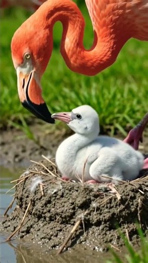 beautiful flamingo chick #birds #shorts #shortvideo