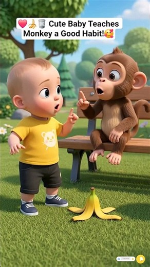 🐒👶 Baby Says “No No! Bad Habit!” |Monkey Learns From This Adorable Baby! 🐒❤️ #shorts