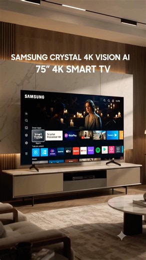 Samsung 75 Inch Crystal 4K Vision AI Smart TV 🔥 | 4K Upscaling, HDR10+ & Football Mode