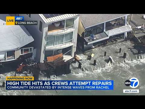 Aerial view shows extent of destruction for homes along Long Beach coast