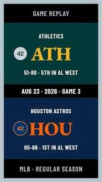 Athletics vs Astros - Highlights (08.23.2026) #Shorts #MLBHighlights #Baseball