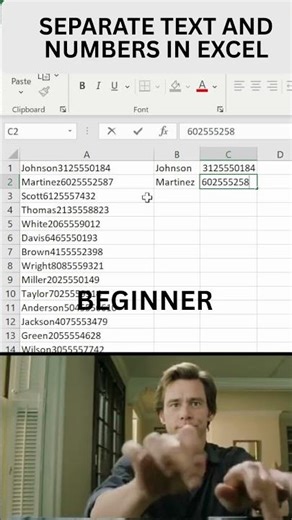 How to Separate Text and Number in Excel 😱 #excel #office #spreadsheet