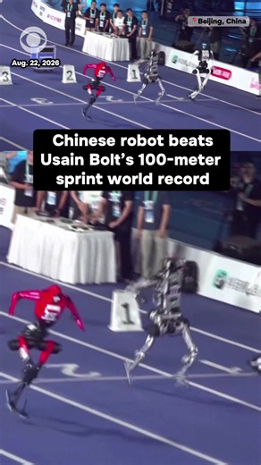 A humanoid robot has beaten Usain Bolt's 100-meter sprint record at the World Humanoid Robot Games in Beijing, China on Saturday. The robot, made by Beijing-based X-Humanoid, was able to run the 109 yards in 9.39 seconds, beating the 2009 record of 9.58 seconds set by the Jamaican athlete. #robot #china #olympics #usainbolt