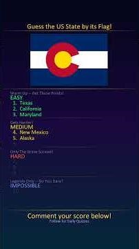 Can You Name All 10 US States By Their Flag? #shorts