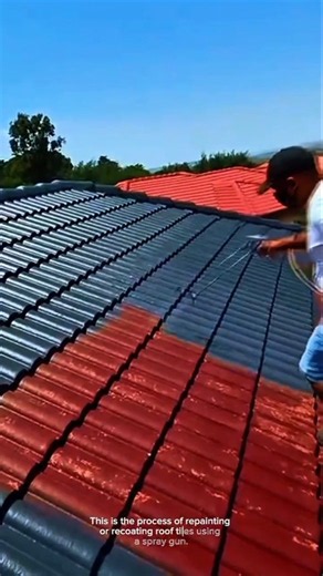 Professional Roof Tile Repainting With a Spray Gun